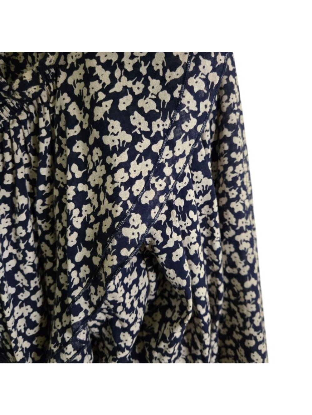 The Great The Song Blouse Navy Bohemian Ruffled Balloon Sleeve Size 2/M - Picture 11 of 14